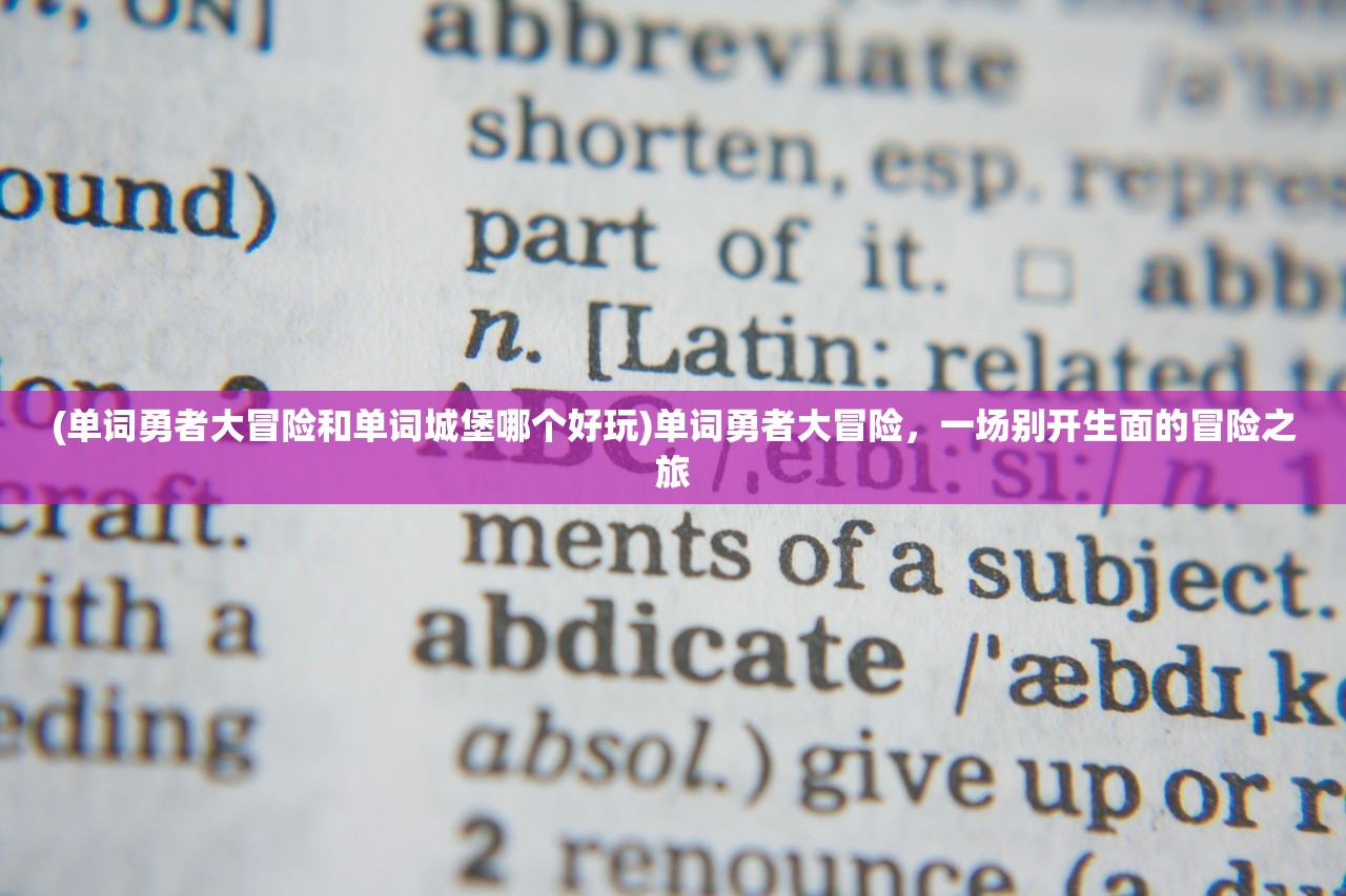 (单词勇者大冒险和单词城堡哪个好玩)单词勇者大冒险，一场别开生面的冒险之旅